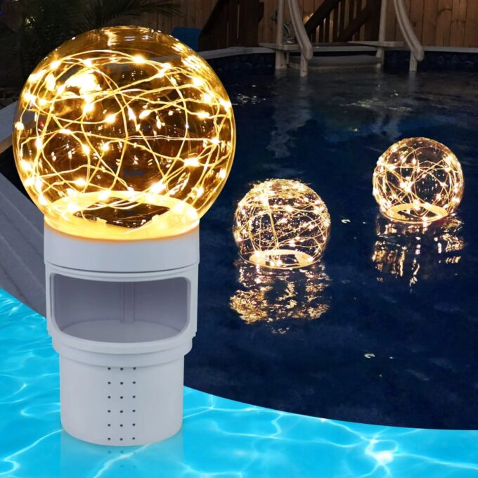 Solar LED Lamp with 3-inch Chlorine Tablet Dispenser CT705W